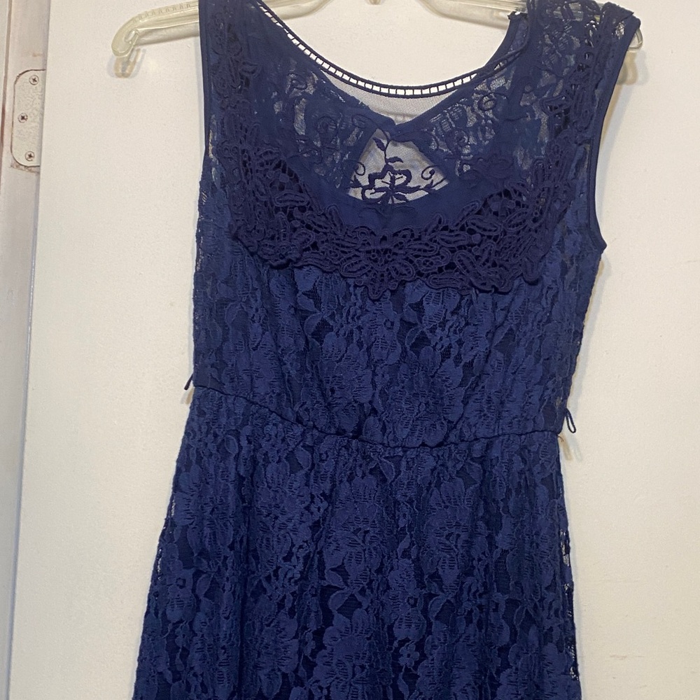 Sequin Hearts Navy Lace Midi Dress